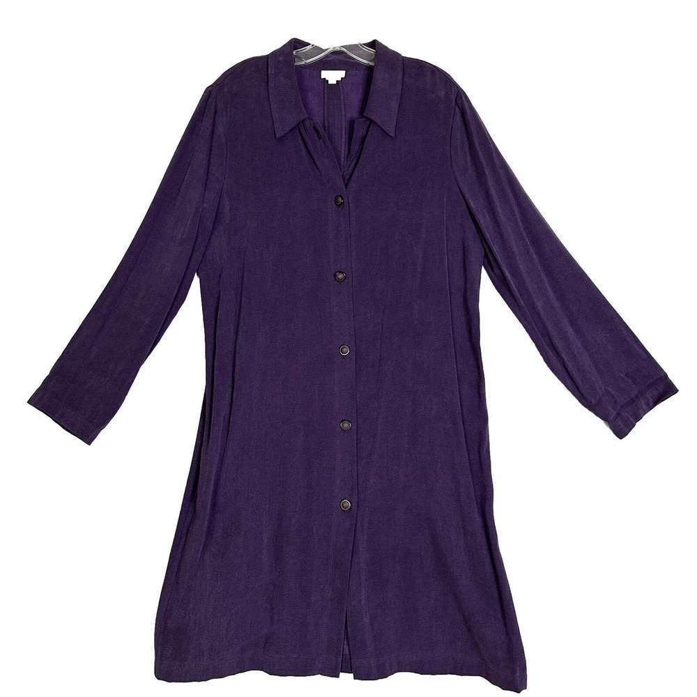 Vintage Shirt Dress Women Sz Large Lagenlook Long Lines Minimalist Classic USA